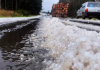 Chuva de granizo provoca acidente na Serra