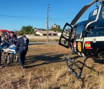 Paciente é transferida de helicóptero após sofrer AVC hemorrágico em Turvo