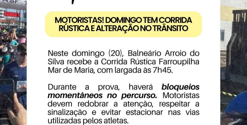 Balneário Arroio do Silva sedia a Corrida Rústica Farroupilha Mar de Maria no próximo domingo (20).