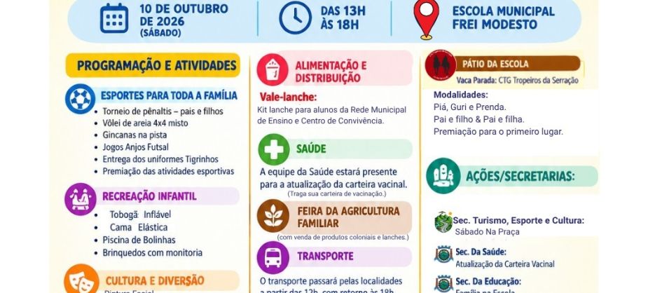 EMEF Frei Modesto será palco do Sábado na Praça Especial...