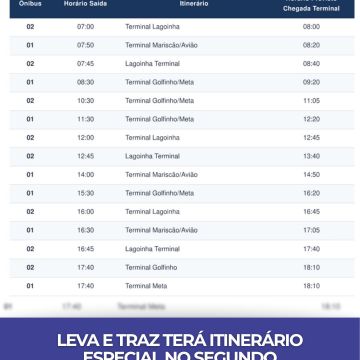 Leva e Traz terá itinerário no segundo turno das Eleições 2026