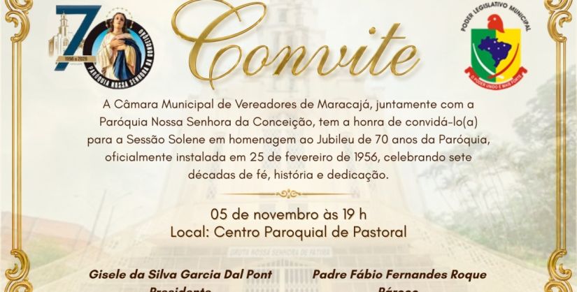Solene em homenagem aos 70 anos da Paróquia Nossa Senhora da Conceição em Maracajá