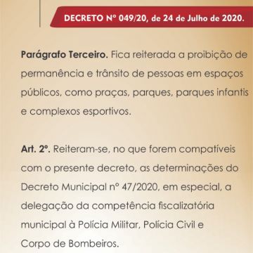 Prefeitura de Turvo divulga novo decreto